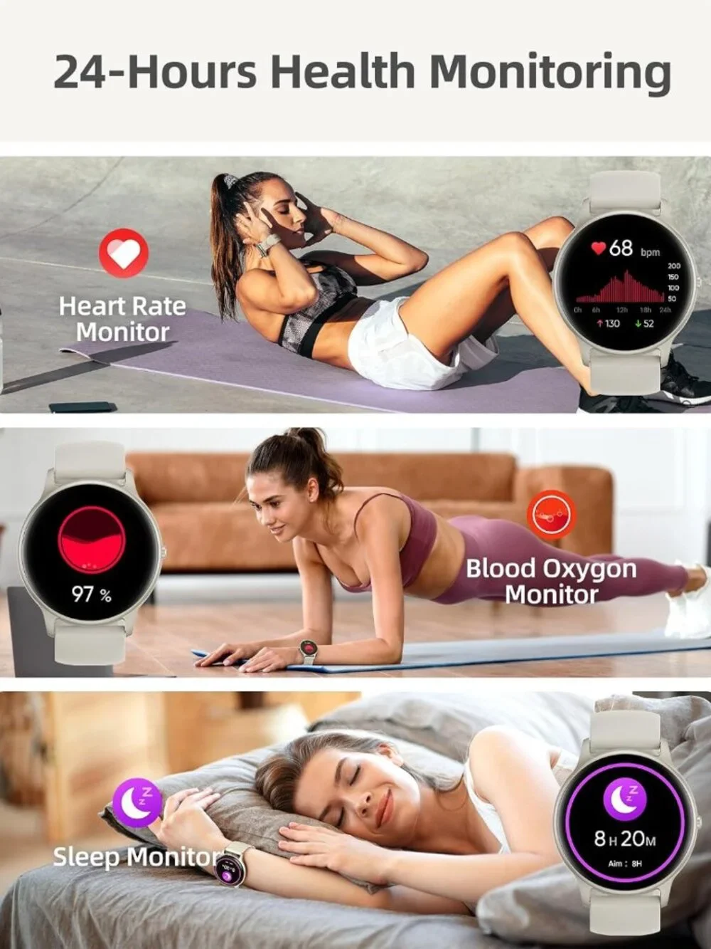 Smartwatch with Call Function, Fitness Tracker for Men & Women, Health Monitor